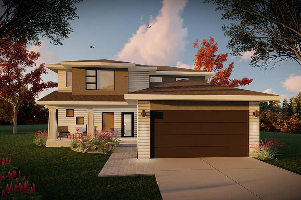 Prairie House Plan - 3 Bedrms, 2.5 Baths - 1823 Sq Ft - #101-2052