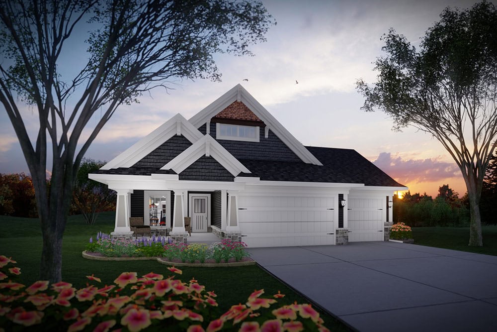 2-Bedroom, 1364 Sq Ft Craftsman Home Plan - 101-2061 - Main Exterior
