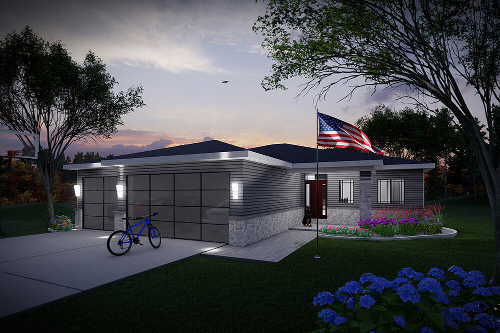 Prairie House Plan - 3 Bedrms, 2 Baths - 1583 Sq Ft - #101-2087