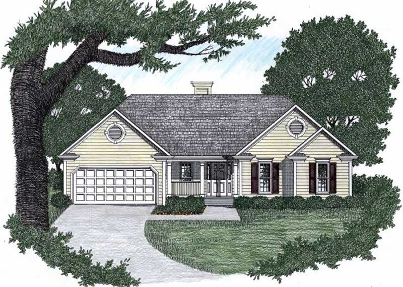 3-Bedroom, 1291 Sq Ft Ranch Home Plan - 102-1023 - Main Exterior