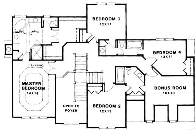 Upper Level Home Plan