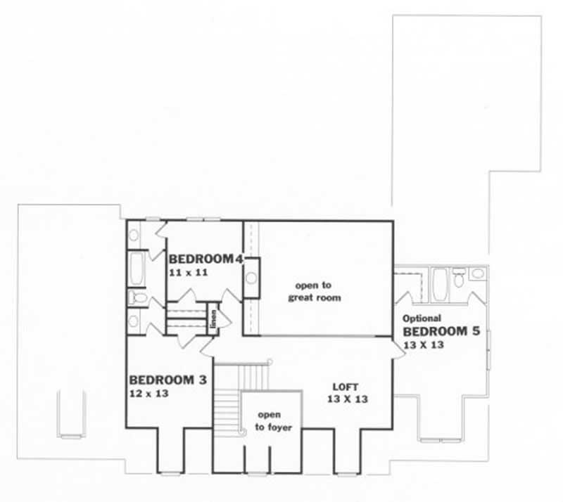Upper Level Home Plan