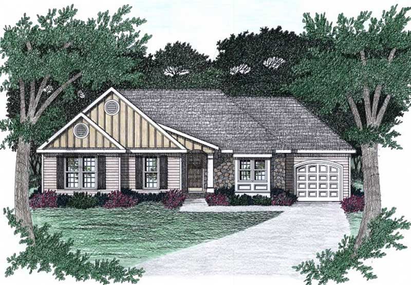 3-Bedroom, 1303 Sq Ft Ranch Home Plan - 102-1058 - Main Exterior