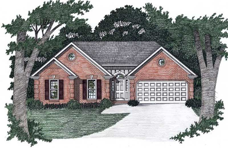 3-Bedroom, 1378 Sq Ft Ranch Home Plan - 102-1059 - Main Exterior