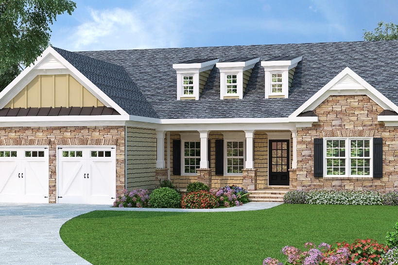3-Bedroom, 1566 Sq Ft Country House Plan - 104-1089 - Front Exterior