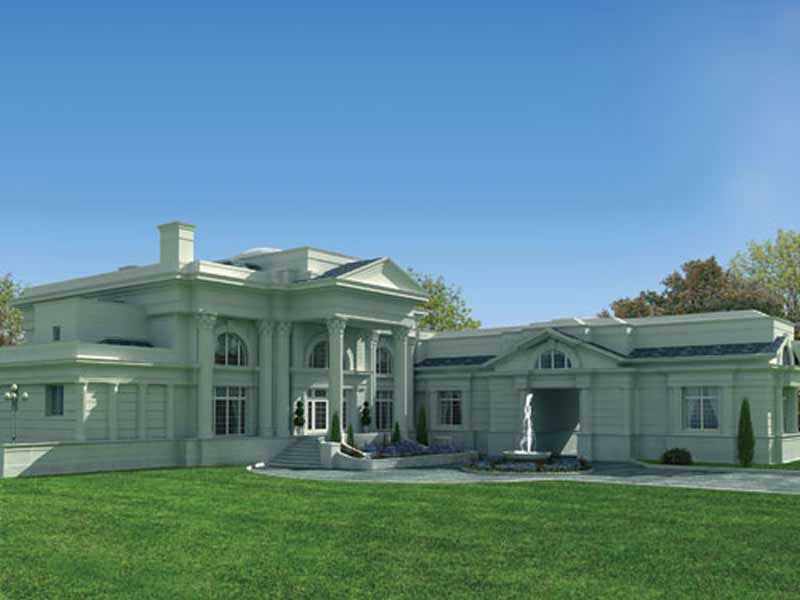 5-Bedroom, 9745 Sq Ft European Mansion Plan - 106-1179 - Front Exterior