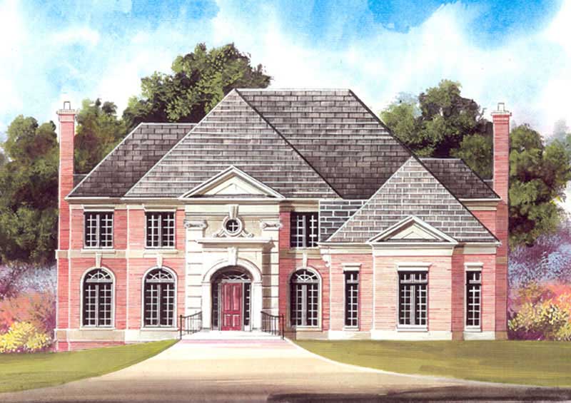 4-Bedroom, 3324 Sq Ft European House Plan - 106-1227 - Front Exterior