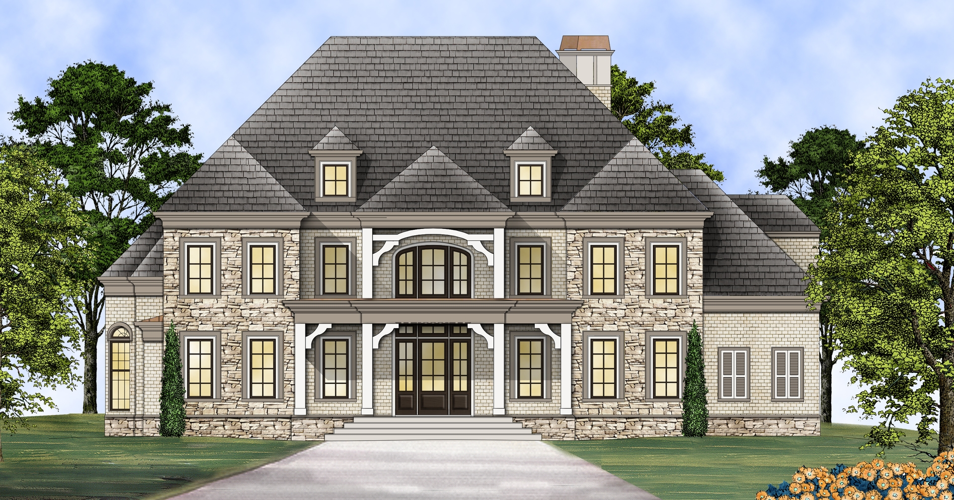 4-Bedroom, 4958 Sq Ft Colonial Home Plan - 106-1312 - Main Exterior