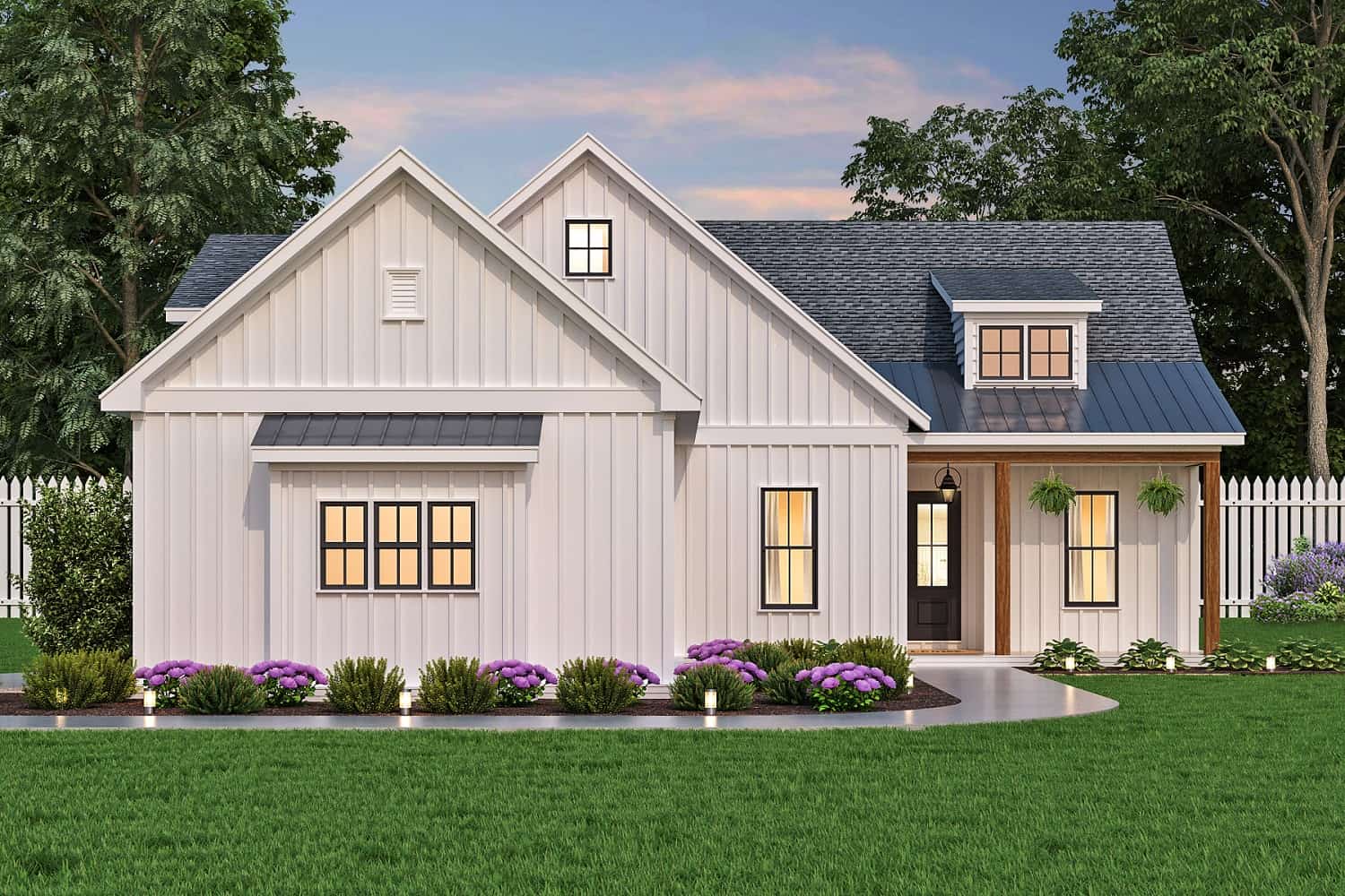 3-Bedroom, 1637 Sq Ft Modern Farmhouse House Plan - 106-1329 - Front Exterior