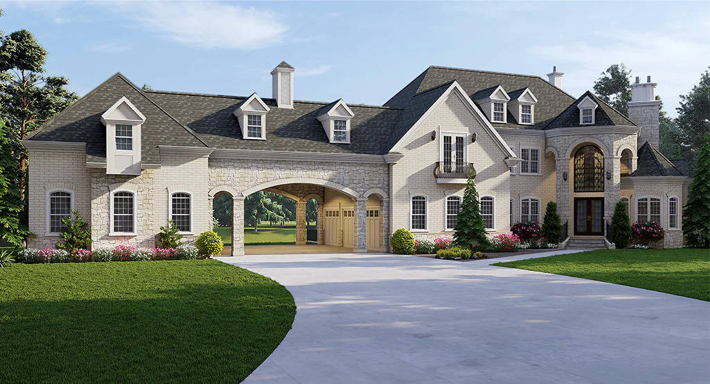 4-Bedroom, 3027 Sq Ft European House Plan - 106-1334 - Front Exterior