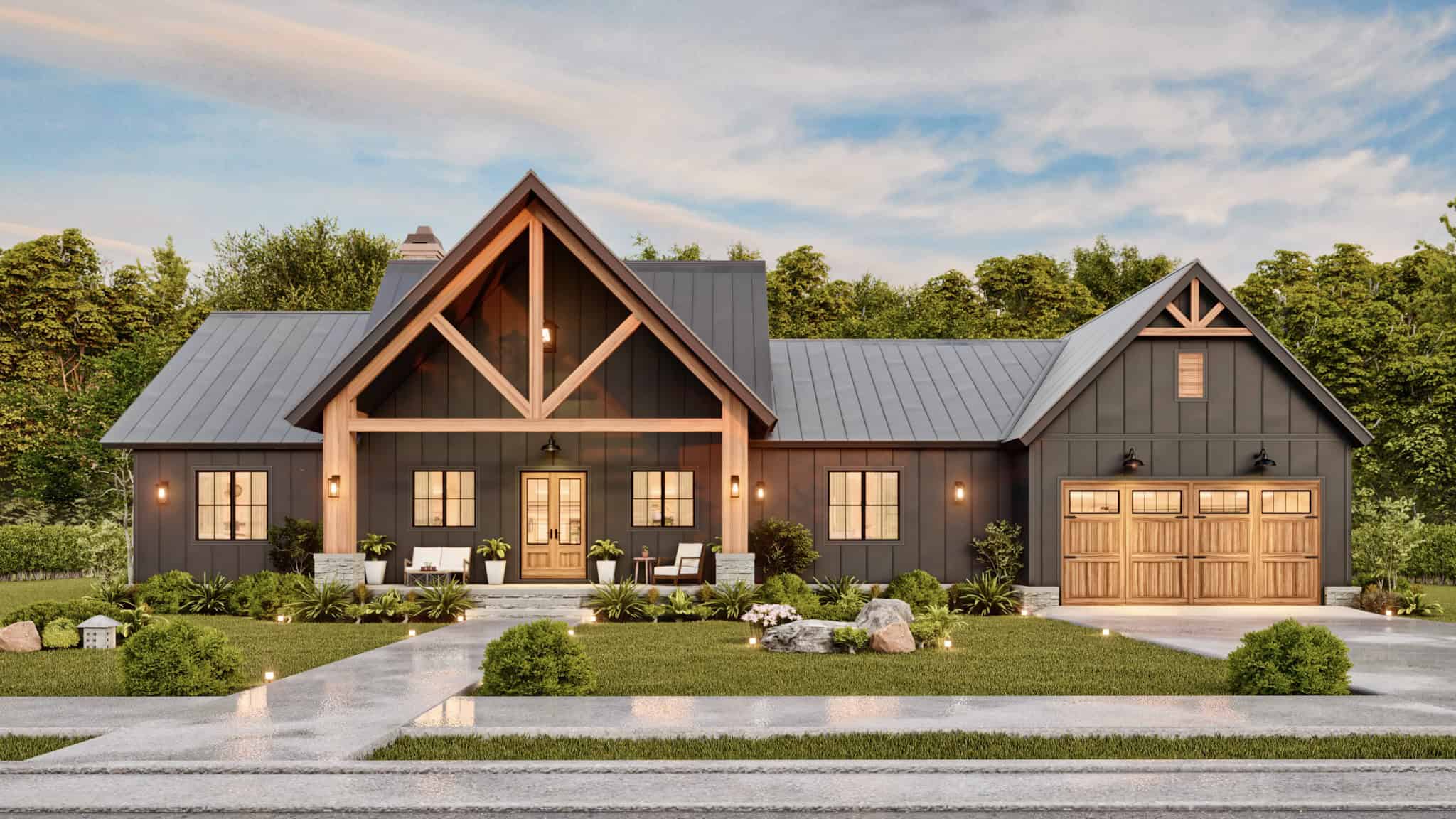 3-Bedroom, 1928 Sq Ft Modern Farmhouse Home Plan - 106-1353 - Main Exterior