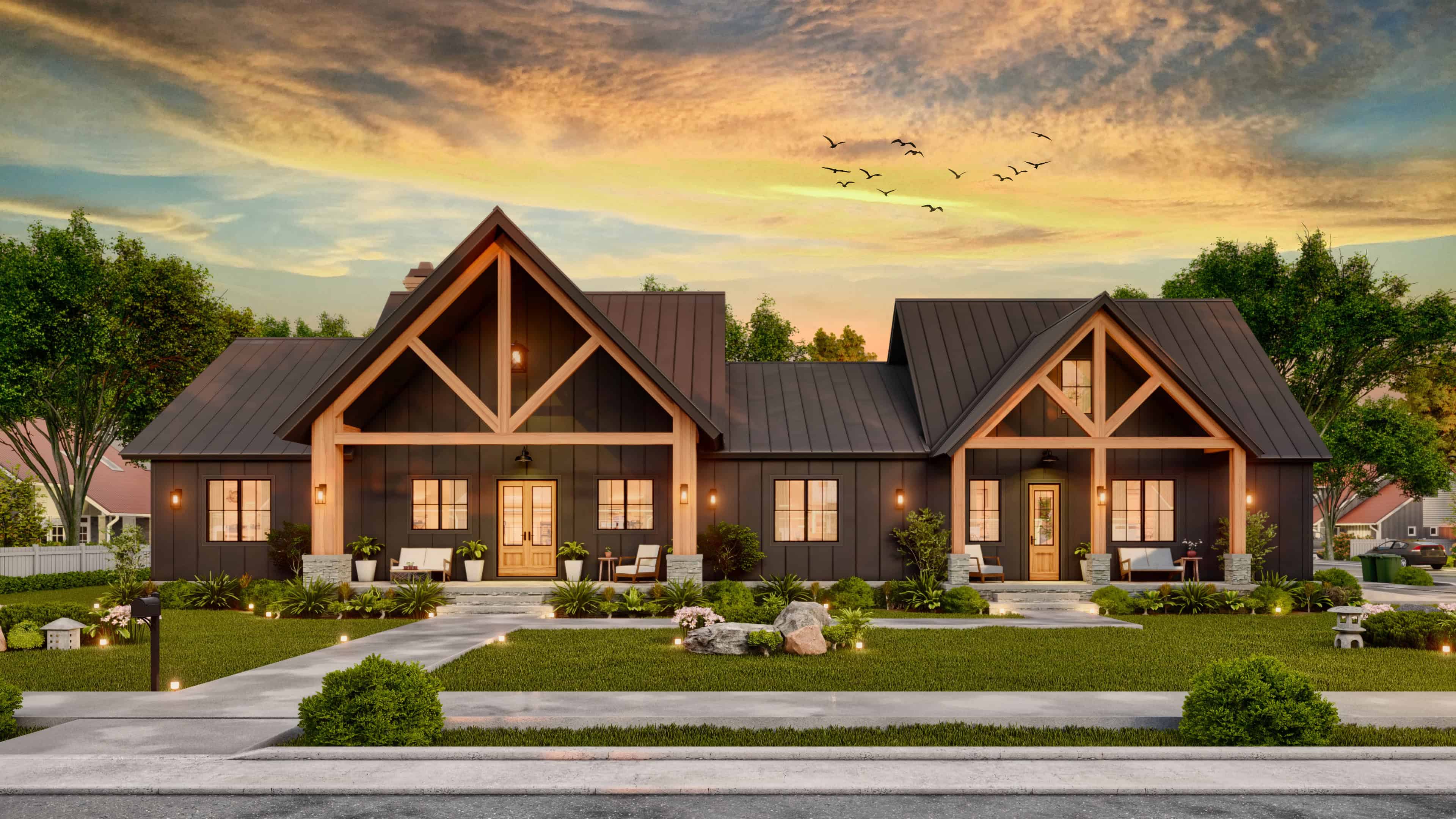3-Bedroom, 2027 Sq Ft Modern Farmhouse Home Plan - 106-1356 - Main Exterior