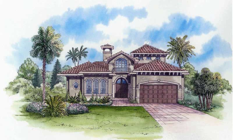 4-Bedroom, 3983 Sq Ft Mediterranean House Plan - 107-1001 - Front Exterior