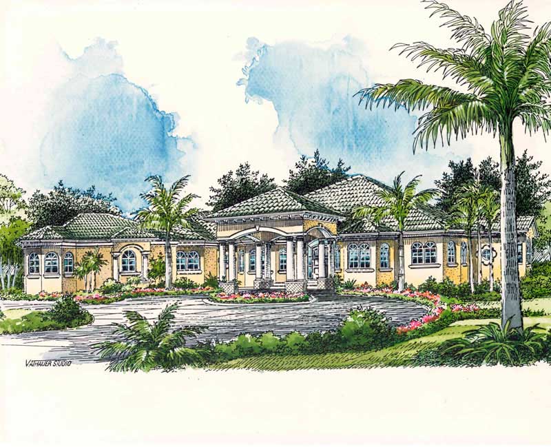 3-Bedroom, 4680 Sq Ft Mediterranean House Plan - 107-1021 - Front Exterior