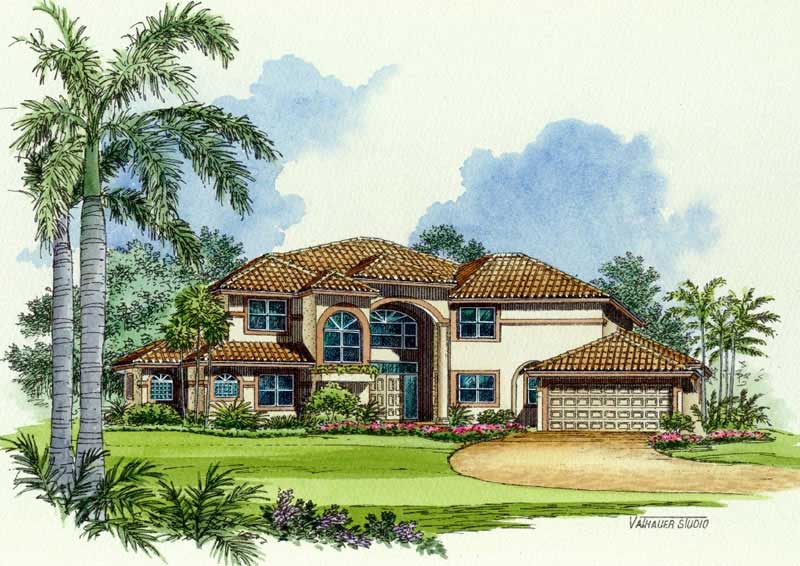 1-Bedroom, 4771 Sq Ft Mediterranean Home Plan - 107-1027 - Main Exterior