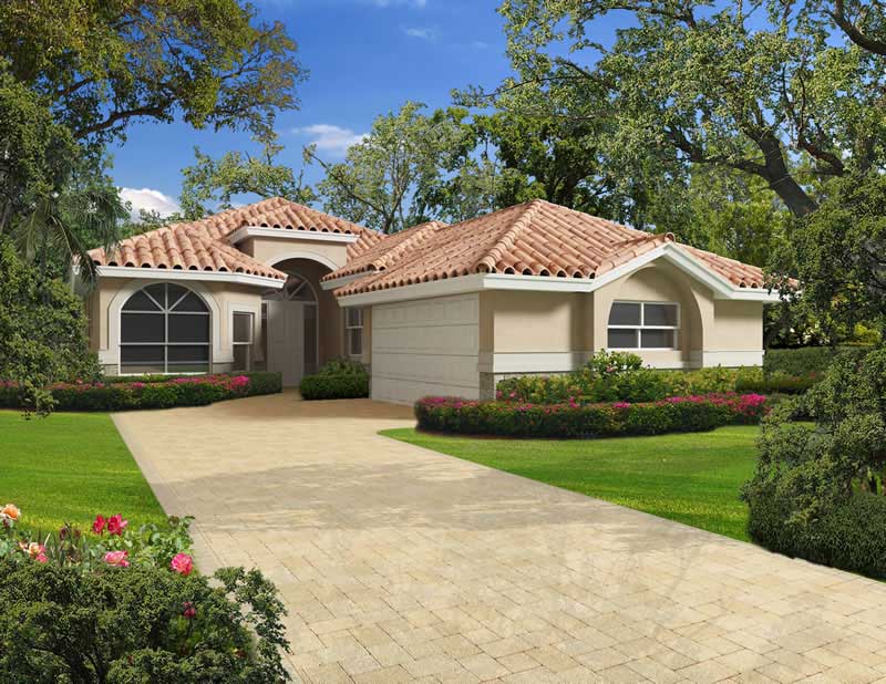 3-Bedroom, 3670 Sq Ft Mediterranean Home Plan - 107-1055 - Main Exterior
