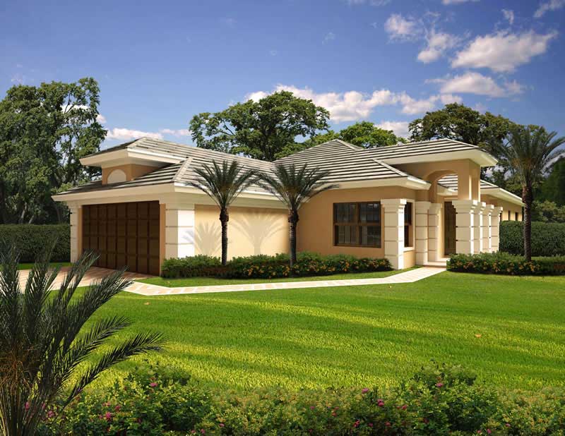 3-Bedroom, 2866 Sq Ft Florida Style House Plan - 107-1071 - Front Exterior