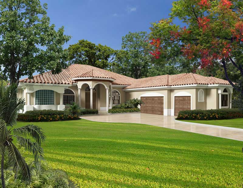 5-Bedroom, 6114 Sq Ft Florida Style Home Plan - 107-1094 - Main Exterior