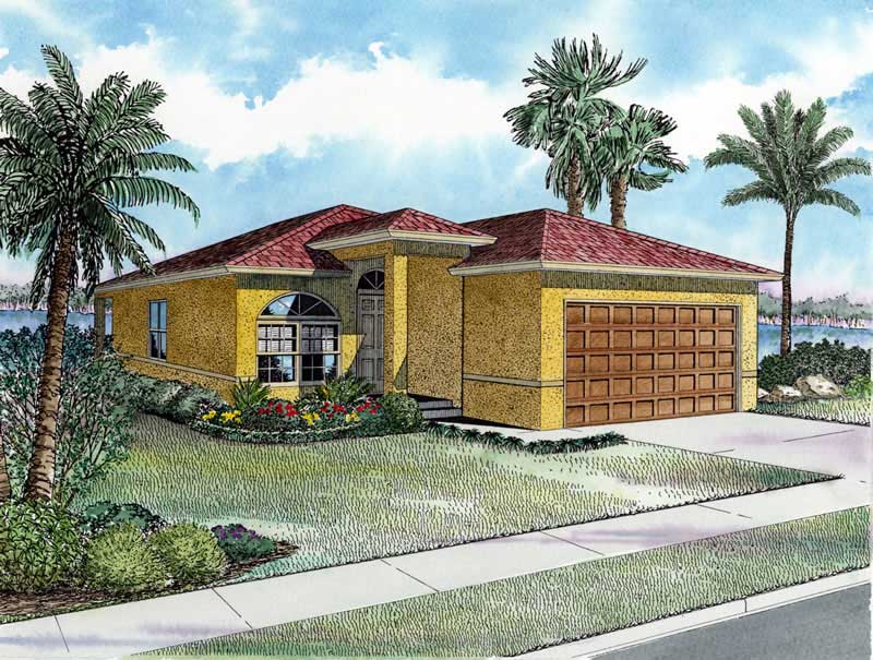 3-Bedroom, 1279 Sq Ft Mediterranean House Plan - 107-1118 - Front Exterior