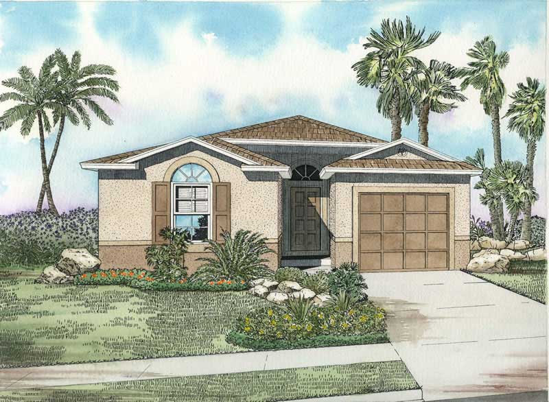 3-Bedroom, 1551 Sq Ft Mediterranean Home Plan - 107-1146 - Main Exterior