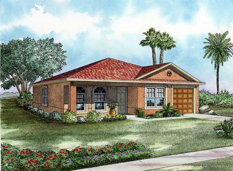 3-Bedroom, 1243 Sq Ft Mediterranean Home Plan - 107-1153 - Main Exterior