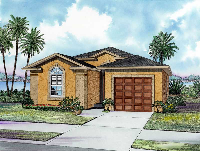 3-Bedroom, 1281 Sq Ft Mediterranean Home Plan - 107-1158 - Main Exterior
