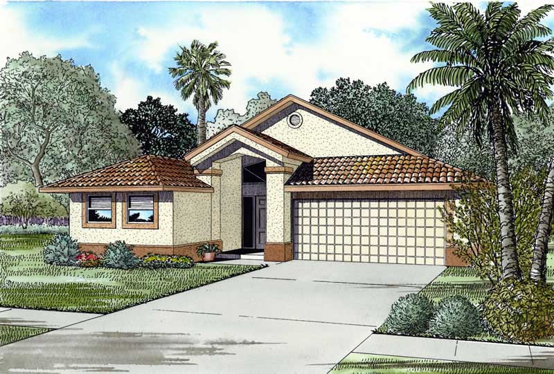 4-Bedroom, 1924 Sq Ft Mediterranean House Plan - 107-1174 - Front Exterior
