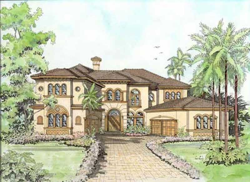 5-Bedroom, 5642 Sq Ft Mediterranean House Plan - 107-1196 - Front Exterior