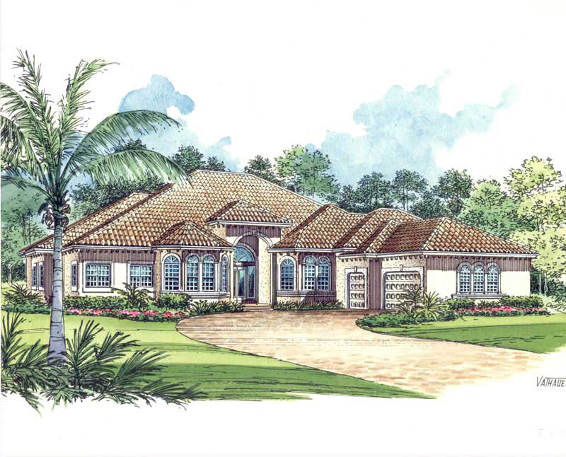 5-Bedroom, 5131 Sq Ft Mediterranean House Plan - 107-1208 - Front Exterior