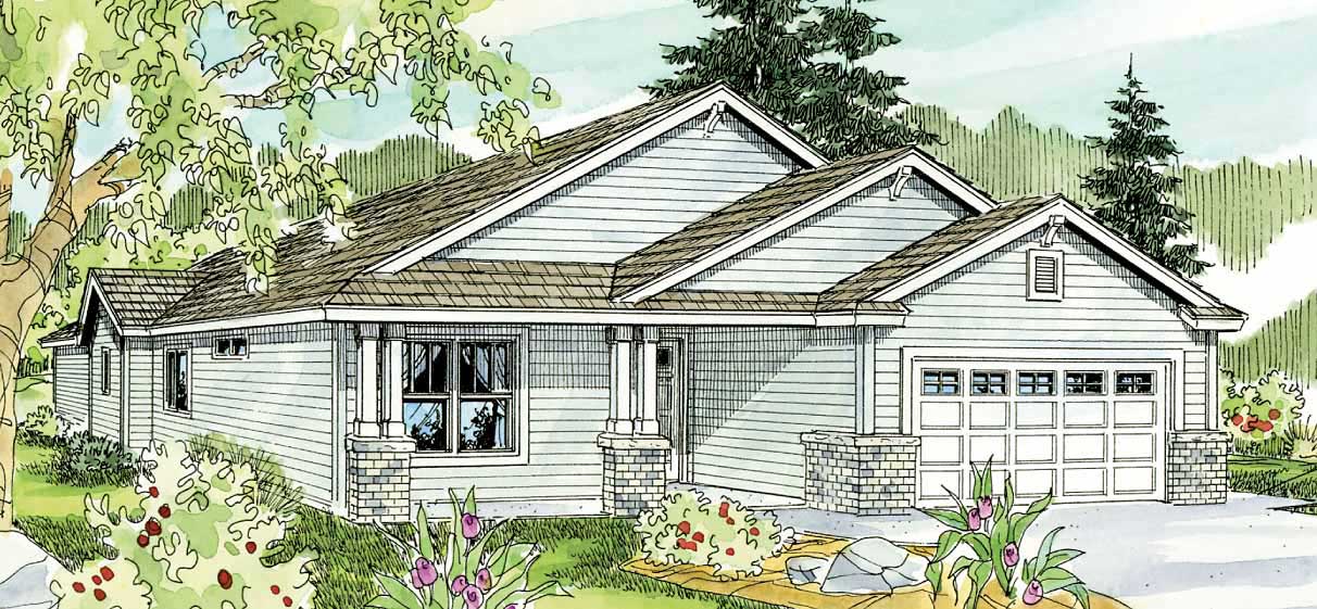 3-Bedroom, 1610 Sq Ft Bungalow Home Plan - 108-1019 - Main Exterior