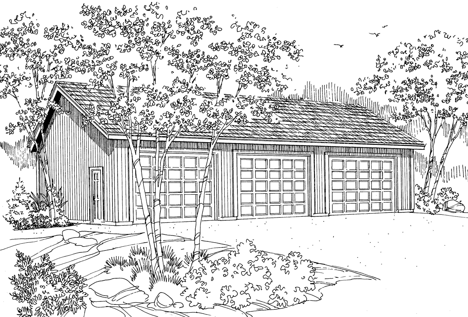 3-Car, 1440 Sq Ft Garage House Plan - 108-1058 - Front Exterior