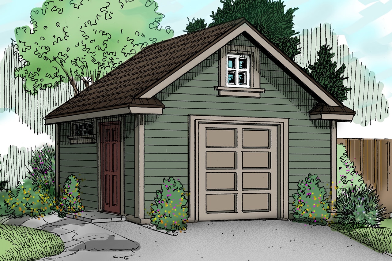 256 Sq Ft Craftsman Shed Plan - 108-1073 - Main Exterior