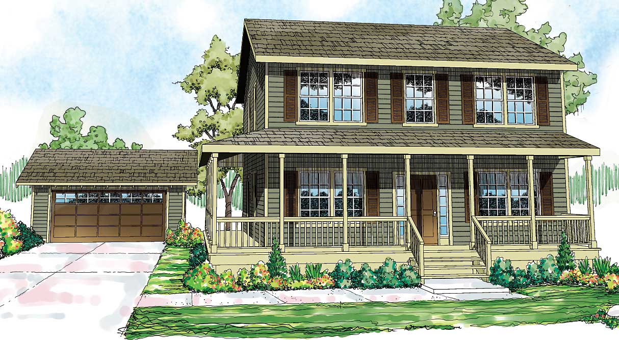 3-Bedroom, 1733 Sq Ft Country Home Plan - 108-1091 - Main Exterior