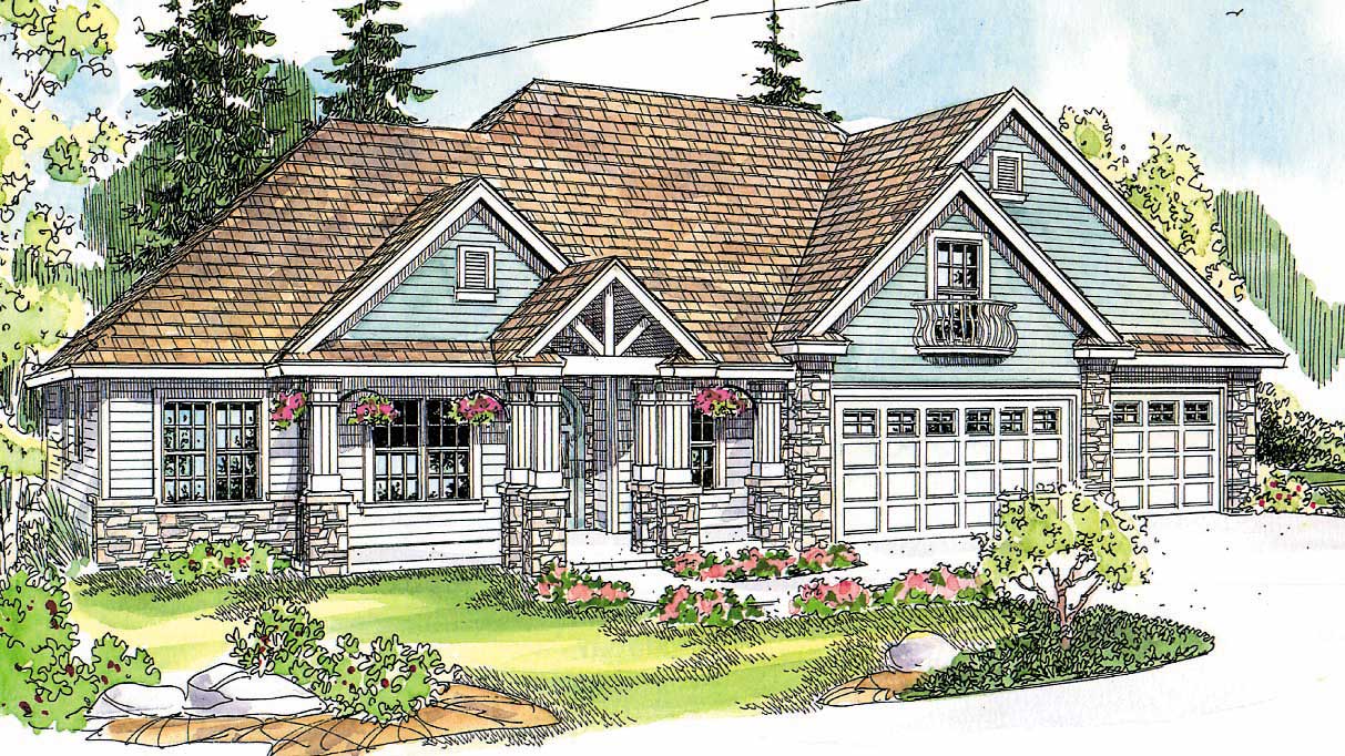 3-Bedroom, 3439 Sq Ft Country House Plan - 108-1129 - Front Exterior