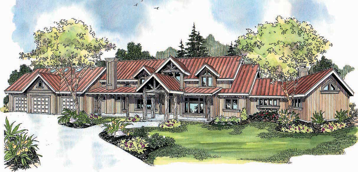 3-Bedroom, 6309 Sq Ft Country House Plan - 108-1147 - Front Exterior