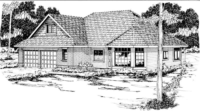 3-Bedroom, 2103 Sq Ft Traditional Home Plan - 108-1166 - Main Exterior
