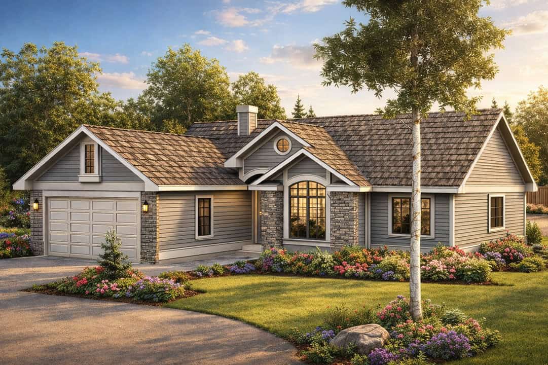 3-Bedroom, 1561 Sq Ft Ranch Home Plan - 108-1206 - Main Exterior