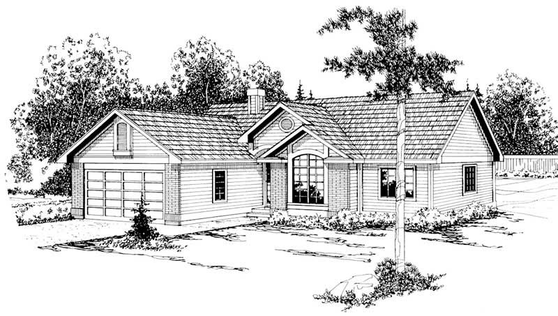 3-Bedroom, 1561 Sq Ft Ranch Home Plan - 108-1206 - Main Exterior