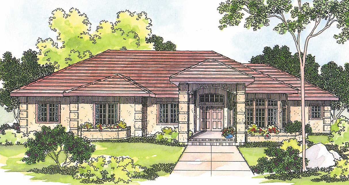 3-Bedroom, 2692 Sq Ft Mediterranean Home Plan - 108-1222 - Main Exterior