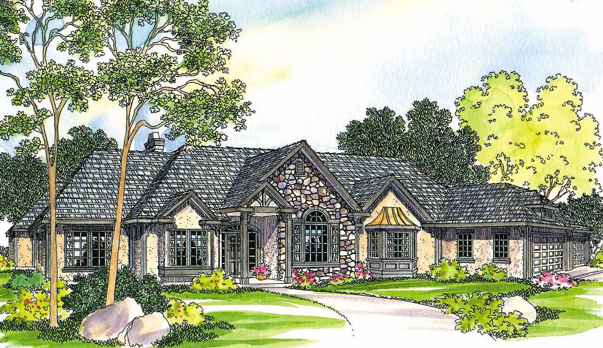 3-Bedroom, 2927 Sq Ft European Home Plan - 108-1253 - Main Exterior