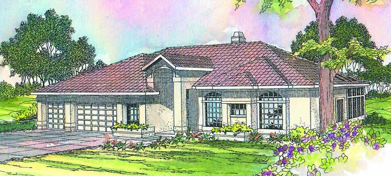 4-Bedroom, 2491 Sq Ft Mediterranean Home Plan - 108-1263 - Main Exterior