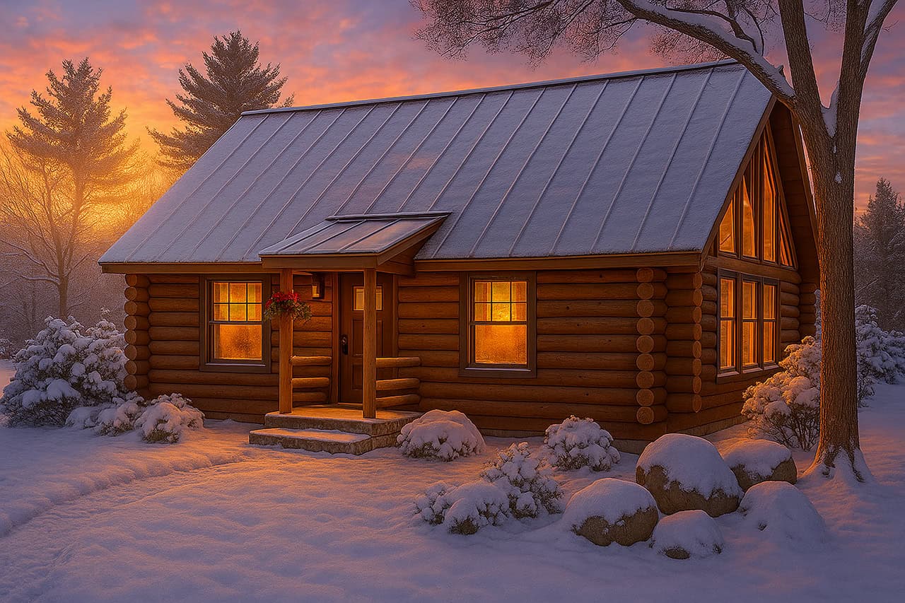 1-Bedroom, 960 Sq Ft Log Cabin Home Plan - 108-1280 - Main Exterior