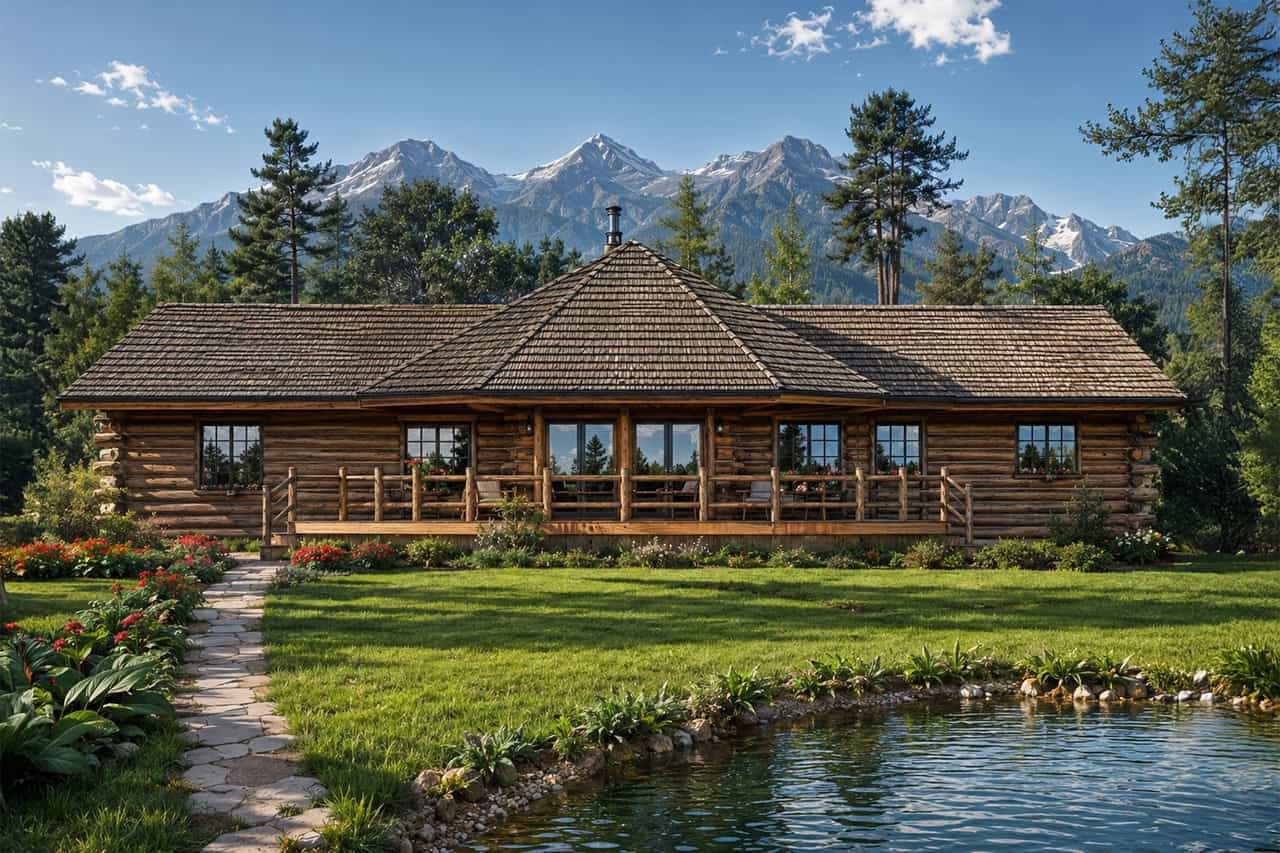2-Bedroom, 1390 Sq Ft Log Cabin Home Plan - 108-1312 - Main Exterior