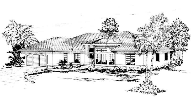 4-Bedroom, 2349 Sq Ft Mediterranean House Plan - 108-1327 - Front Exterior