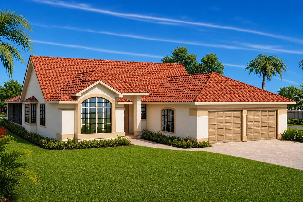 4-Bedroom, 1966 Sq Ft Mediterranean House Plan - 108-1353 - Front Exterior