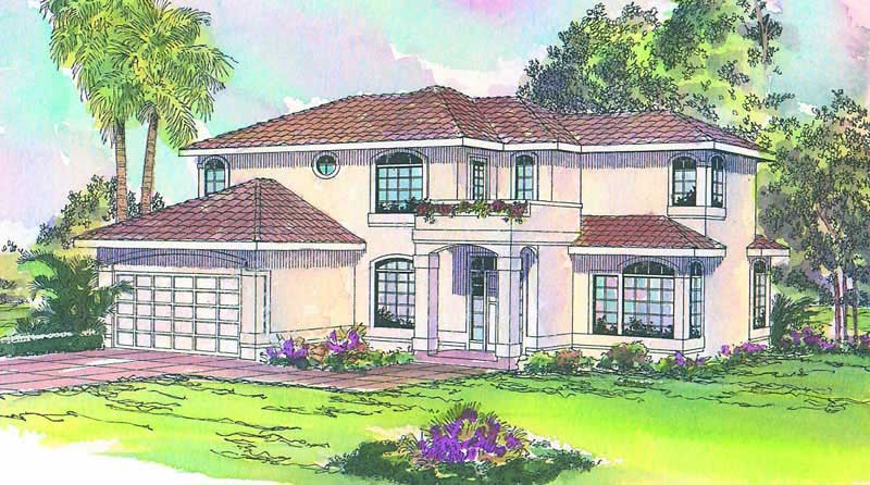 4-Bedroom, 2635 Sq Ft Mediterranean House Plan - 108-1363 - Front Exterior