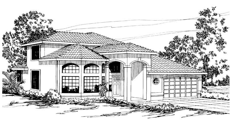 3-Bedroom, 2403 Sq Ft Mediterranean House Plan - 108-1369 - Front Exterior