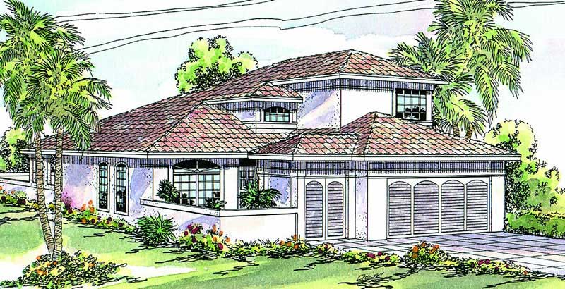 3-Bedroom, 1794 Sq Ft Mediterranean House Plan - 108-1387 - Front Exterior