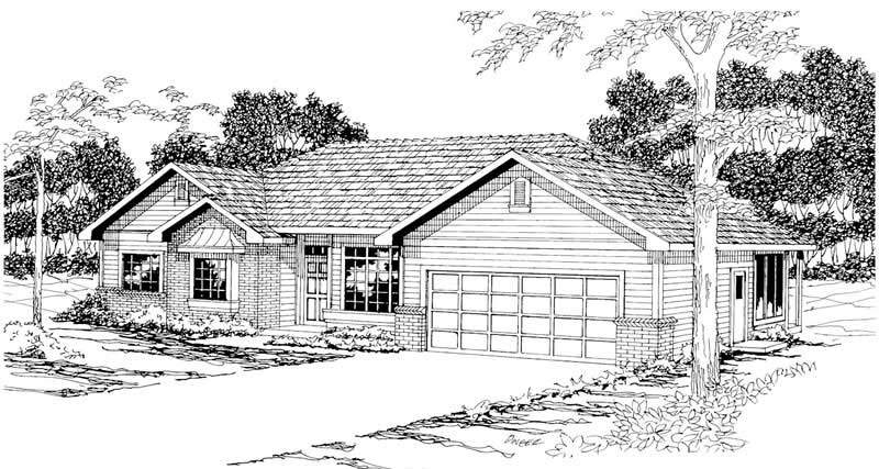 3-Bedroom, 1859 Sq Ft Ranch House Plan - 108-1405 - Front Exterior