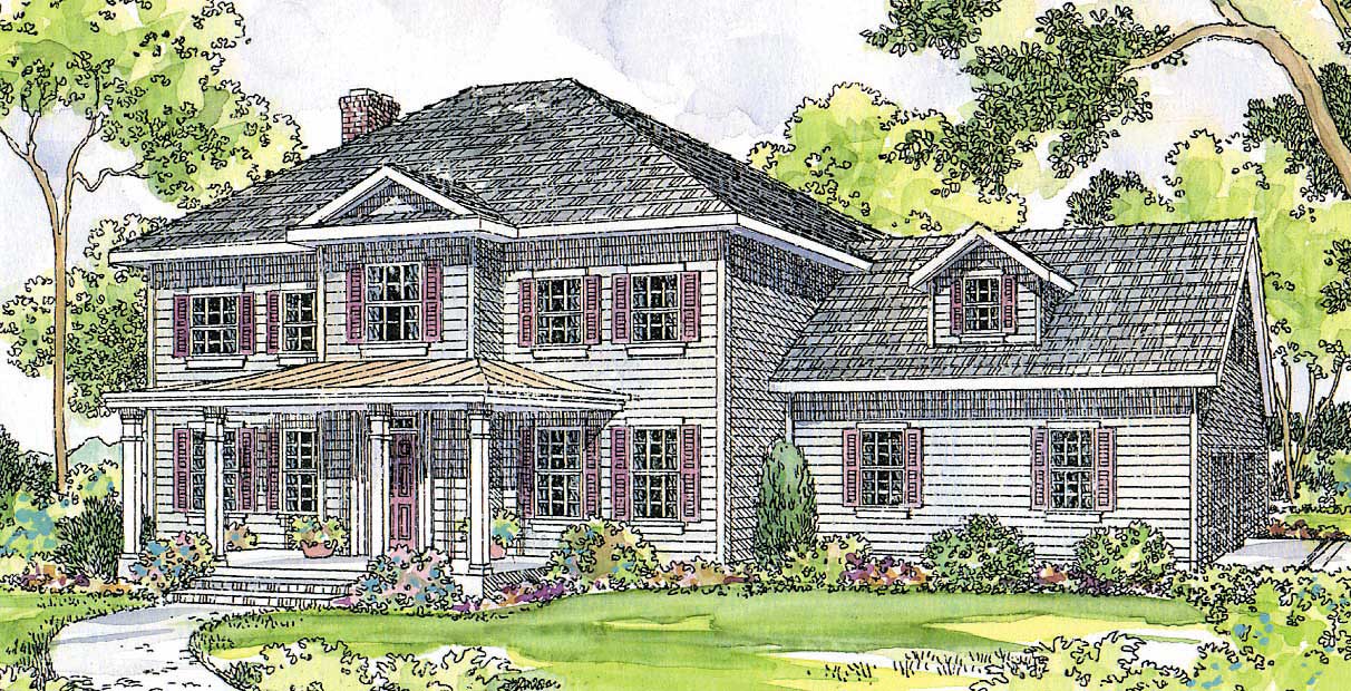 4-Bedroom, 2304 Sq Ft Colonial Home Plan - 108-1427 - Main Exterior